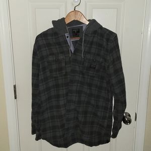 Quicksilver L Grey hooded flannel